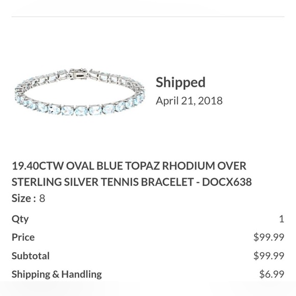 JTV 19.40 CTW Oval Blue Topaz Rhodium Over Sterling Silver Tennis Bracelet - Picture 5 of 5